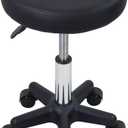 FURWOO Round Rolling Stool Height Adjustable Stool with Wheels for Spa Salon Massage Black