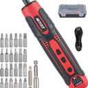 3.6V Cordless Impact Screwdriver Gun, 1.5Ah Lithium Battery, 1/4" Chuck, 3-10 N.m Torque, 300RPM, Includes Magnetic Bits & Case  Electrician Tools Set (Red)
