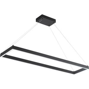 Modern Led Chandelier Linear Rectangle Chandelier Modern Led Pendant Light Kitchen Island Lighting Fixture 6000K Dimmable 39.4 Contemporary Hanging Light for Dining Room Living Room Black