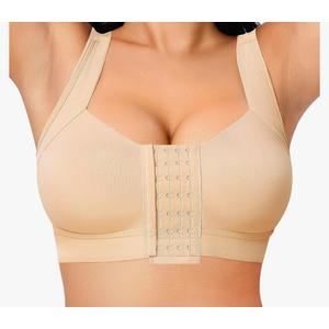 Front Closure Post Surgery Compression Bras for Women Mastectomy Bra with Adjustable Straps Wirefree, M