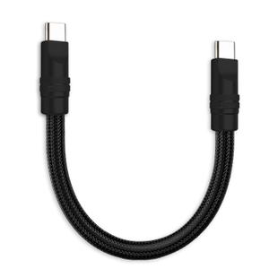 chubbycable Cute Chubby 240W Short USB C Cable Durable Extra Thick Fast Charging Cable Nylon Braided Charger Cord Compatible with iPhone 17-15 Series iPad, Black+Black, Type-C to Type-C, 0.82FT