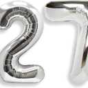 AULE 40 Inch Large 27 Balloon Numbers Silver, Big Foil Number Balloons, Giant Helium Happy 27th Birthday Party Decorations for Man and Women, Huge Mylar Anniversary Party Supplies