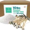 Snow Pearled Candle with Wicks | Sand Candle Wax kit | 10lbs of Candle Sand with 50 Wicks Included | Unscented Powder Candles for Candle Making, Weddings, and Parties