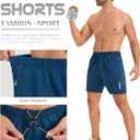 Men's Athletic Shorts Quick Dry Workout Shorts 7"/ 5"/ 9" Lightweight Hiking Linerless (Blue, S)