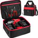 Impact Wrench Case Compatible with Milwaukee 2967-20/ Dewalt DCF900B/DCF891B/DCF961B/DCF899B Impact Wrench Kit,Tool Bag Compatible with Milwaukee Impact Battery and Charger,Bag Only (Black red)