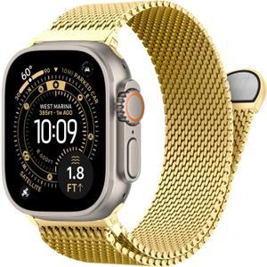 BXUXOHS Milanese Mesh Loop Compatible for Apple Watch Ultra 3/2/1 Band 49mm 46mm 45mm 44mm 42mm Men Women,Stainless Steel Metal Magnetic Strap for iWatch Series 11/10/9/8/7/6/5/4/SE 3/2/1