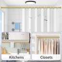 Gold Shower Curtain Rod 18 to 49Inch:Small Spring Tension Shower Rods for Bathroom Kitchen Doorway,Modern Heavy Duty Adjustable Tension Shower Curtain Rod No Drilling No-Slip Easy Install,Gold