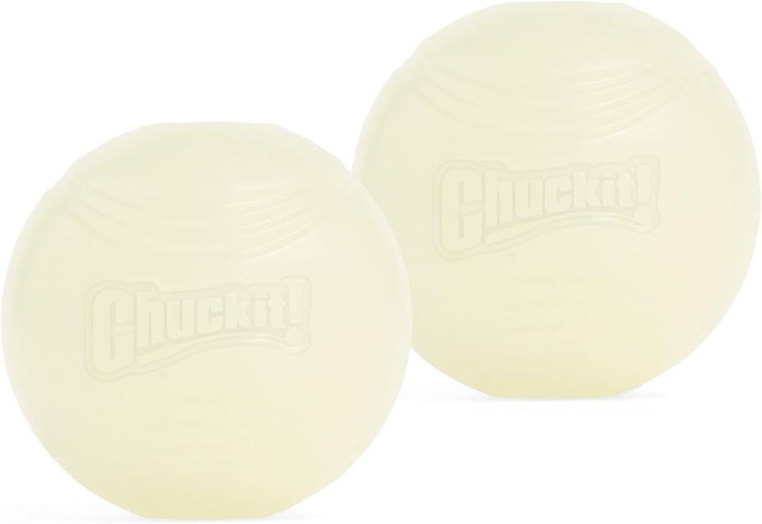 Chuckit! Glow in the Dark Bouncy Balls - Ball for Dogs, Chuckit Dog Toy, Max Glow Balls - Medium, 2.5 Inch Pack of 2
