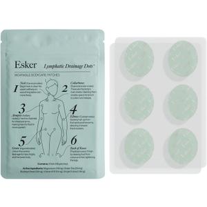 Esker - Lymphatic Drainage Dot Wearable Lymphatic Support Patches with Magnesium, Green Tea & Ginger De-Puffing Body Massage Activation Dots (36 Patches)