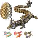 3D Printed Dragon Egg with Dragon Inside,12 Inch 3D Printed Dragon Egg Fidget ToyHome Office Decor Executive Desk Toys for Autism/ADHD (Black Gold)