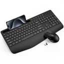 Wireless Keyboard and Mouse Combo - Full-Sized Ergonomic Keyboard with Wrist Rest, Phone Holder, Sleep Mode, Silent 2.4GHz Cordless Keyboard Mouse Combo for Computer, Laptop, PC, Mac, Windows -Trueque