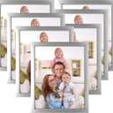 Giftgarden 8x10 Picture Frame Silver Set of 7, Multi Modern 8 x 10 Silver Frames for Wall or Tabletop Display
