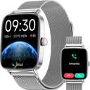 Smart Watch for Women Men, 2025 New Smartwatch (Answer/Make Call) for iPhone/Android, 1.85" HD Dynamic Dial Fitness Tracker with 110+ Sport Modes, Sleep/Health Monitor, IP68 Waterproof, Silver (Silver: Metal band)