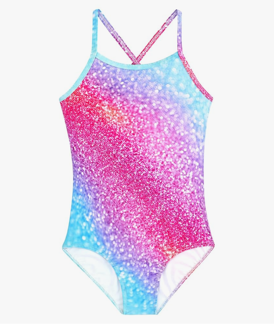 Girls Swimsuit One Piece Bathing Suit with Adjustable Straps Cute Little Kids Swimming Suits Beach Swimwear, Size: 12Y