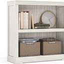 LINSY HOME 2-Tier Bookcase and Bookshelf, Small Wood Display Storage Shelves Farmhouse Bookshelf for Home Office, Living Room, Bed Room - White Oak