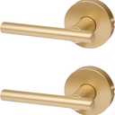 Designers Impressions Kain Design Satin Brass Dummy Non Turning Euro Door Lever Hardware for Closet Doors (Non- Functioning), 2 Pack