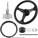 LOSCHEN Marine Steering System, 13 Feet Cable Outboard Steering Kit 3/4" Standard Tapered Shaft, Boat Steering Control Cable for Yachts, Fishing Boats and Waterborne Vehicles- with Steering Wheel
