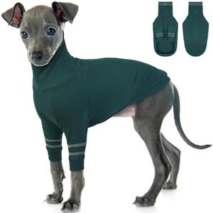 Greyhound Dog Sweater, Italian Greyhound Coat for Small Dogs, Whippet Pullover Turtleneck Stretchy Knit Sweatshirt, Greyhound Thermal Clothes Pajamas Sighthounds Jumpsuit for Cold Weather, XS (Green)