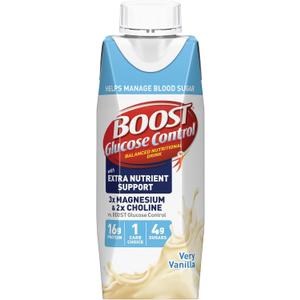BOOST Glucose Control Ready to Drink Nutritional Drinks with Extra Nutrient Support Drink, Very Vanilla, Carton, 8 Fl Oz, Pack of 24, BBD 09/19/2026