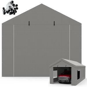 Carport Canopy Replacement Zipper Door Fits 12x20 FT Carport, Waterproof & UV Protected, Easy Assembly with Ball Bungees, Grey (Door Panel Only, 1 Pack)