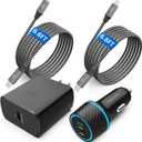 45W USB-C Charger, 2-Pack 45 Watt Samsung Super Fast Charger Type C PPS Wall/Car Charger for Samsung Galaxy S24 Ultra/S24+/S23 Ultra/S23+/S23/S22 Ultra/Note 10+, Galaxy Tab S9 with 2X 6.6ft Cable