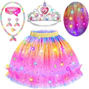 Cocojeci Princess Dress Up for Girls 4-6, Light Up Mermaid Princess Dress Up Toys for Toddler Girls, Birthday Christmas Gifts for 3-6 Years Old