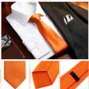 Cuffbow Men's Tie Bulk Groomsman 3.15'' Formal Necktie for Wedding Business (Orange)