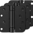 Luxbaro 3 Pack Self Closing Door Hinges 4 Inch, Matte Black Spring Loaded Hinges with 5/8'' Radius Corners, Adjustable Tension for Garage, Front Door, for Left and Right Hand Door, UL Listed