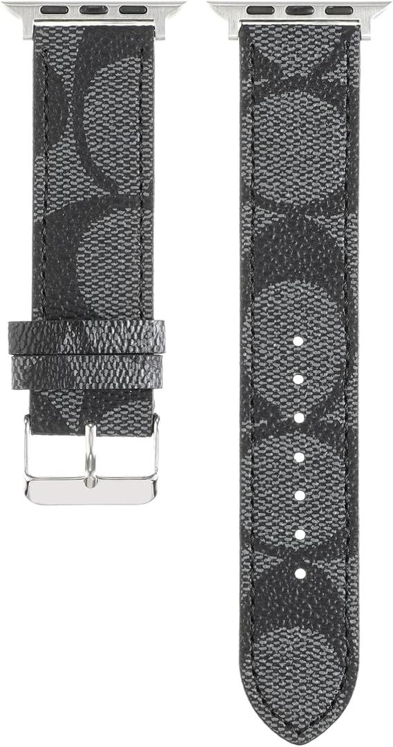 Leather Band 44mm 42mm 40mm 38mm Compatible with Apple Watch Men Women,Design for Replacement Band Compatible with Watch Series 6/5/4/3/2/1, iWatch SE
