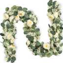 MAKHOT 2PCS Eucalyptus Garland, 6.6Ft Artificial Greenery Garlands Flower Decor, Green Spring Garland Wreath Vines Decorations for Table Home Wedding Mantle Party (Champagne)
