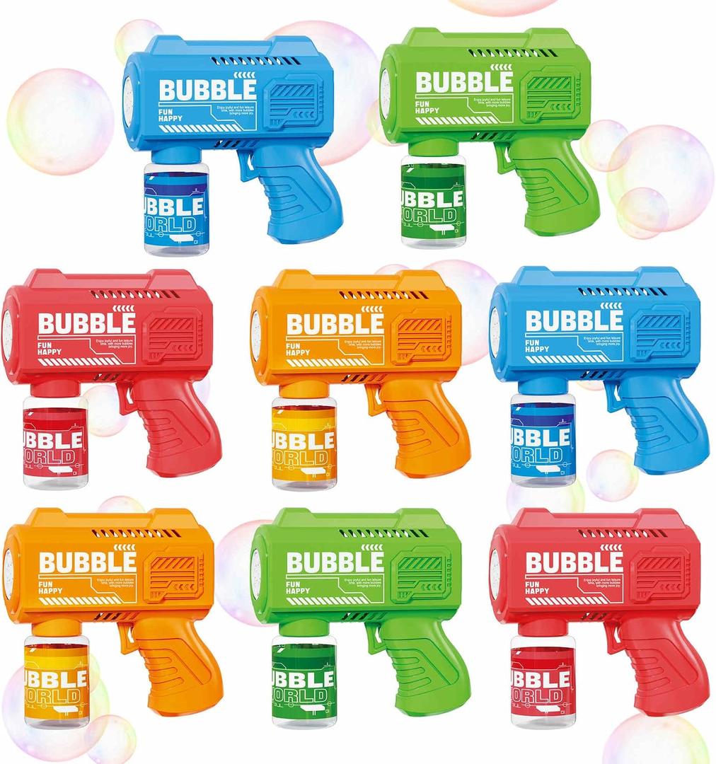 8-Pack Automatic Bubble Gun,Bubble Machine Blower Outdoor Toys for Toddlers Ages 1-8 Gifts Wedding Party Favors, 2.5 x 6 x 5.5 inches