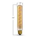 Feit Electric Vintage Exposed Filament Amber Glass LED T10L with a Medium E26 Base Light Bulb - 40W Equivalent - 10 Year Life - 200 Lumen - 2100K Soft White - Dimmable | Original Vintage