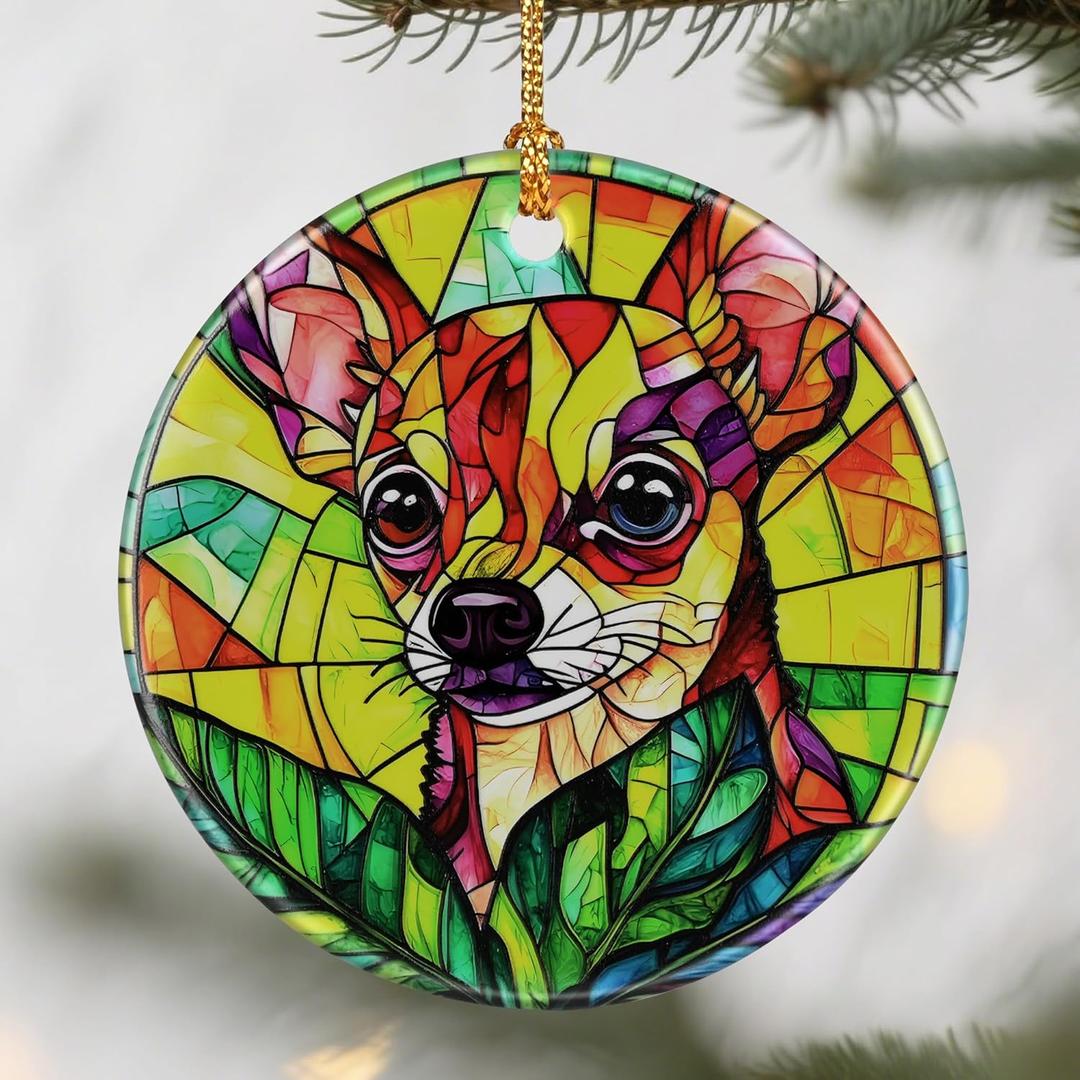 8 x Vibrant Chihuahua Ornaments, Dog Christmas Ornaments: Christmas Tree Decorations, Holiday Decor, Stocking Stuffers, Gift Ideas, Xmas Gift, Gifts for Pet Lover & Gifts for Dog Lover