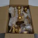 Gold Candlestick Holder Bulk Set of 12, Vintage Taper Candle Sticks Holder, Tall Mismatch Antique Brass Candle Holders for Table Centerpiece, Wedding, Birthday Party, Anniversary Decor