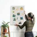 White Cork Board Bulletin Board with Linen, Wood Framed 24" x 18" Corkboard, Office Board for Wall Decor, Wall Mounted Pin Board Picture Board with 20 Pushpins for School, Home & Office