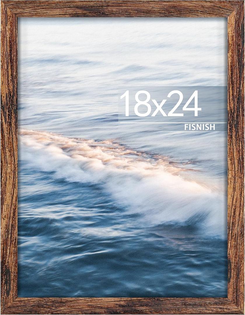 18x24 Picture Frame, Brown 18 x 24 Poster Frame for Horizontal or Vertical Wall Mounting, 1 Pack