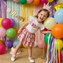 Toddler Baby Girl Birthday Outfit Birthday Girl Embroidery Shirt T-shirt Layered Ruffle Skirt Summer Clothes (White, M)