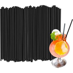 500Pcs Black Disposable Straws8.27 Straight Flat Straw,0.16 Diameter, For Kitchen,Bar,Club,Drinks, Milk, Soda, Party, Whiskey (500, 8.27'')