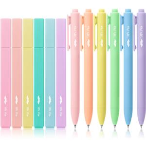 Mr. Pen Aesthetic Highlighters & Gel Pens, 12 Pack, Pastel Color Bible Highlighters, No Bleed, Fine Point 0.7mm