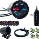 2" 52mm Turbo Boost Gauge 7 Color Adjustment Boost Meter with Universal 0-30PSI Manual Boost Controller Kit