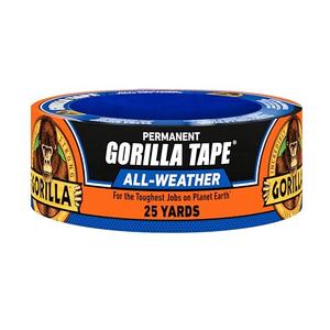 Gorilla All Weather Duct Tape, Black, 1.88" x 25 yd (Pack of 1) - UV and Temperature Resistant Waterproof Tape for Outdoor Repairs