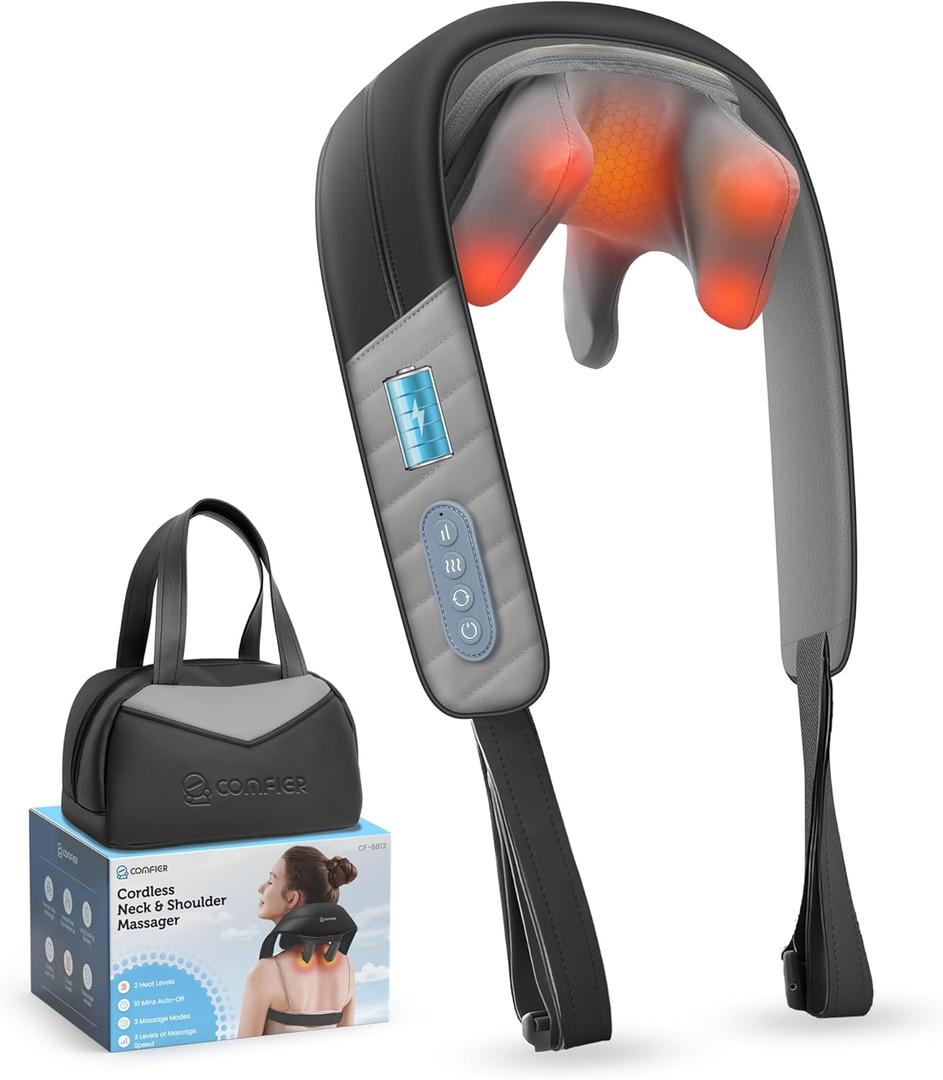 COMFIER 4D Neck Massager for Pain Relief Deep Tissue,Hands-Free Massager for Neck and Shoulder Pain, Wireless Back Massager with Storage Bag, Gift for Mom Dad Women Men (Charcoal) COMFIER 4D Neck Massager for Pain Relief Deep Tissue,Hands-Free Massager for Neck and Shoulder Pain, Wireless Back Massager with Storage Bag, Gift for Mom Dad Women Men (Charcoal)