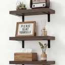 Easy Install Floating Shelves, 15.7 Inch Wall Mounted Wood Shelf,Hanging Shelf for Home Decor, Books and Storage, Small Organizer for Bedroom, Bathroom, Kitchen, Set of 3, Vintage Brown