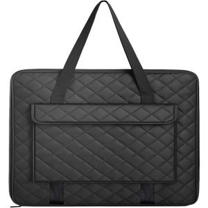 JJRING 24x36 Quilting Portfolio Bag, Lightweight Black Art Canvas Portfolio Case, Portable Storage Case for Posters, Artwork, Drawing and Sketching Boards