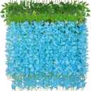 BLEUM CADE 36Pcs Blue Fake Wisteria Hanging Flowers, 3.6Ft/Pcs Artificial Wisteria Garland, Hanging Flowers for Wedding Party Home Backdrop Wall Decoration