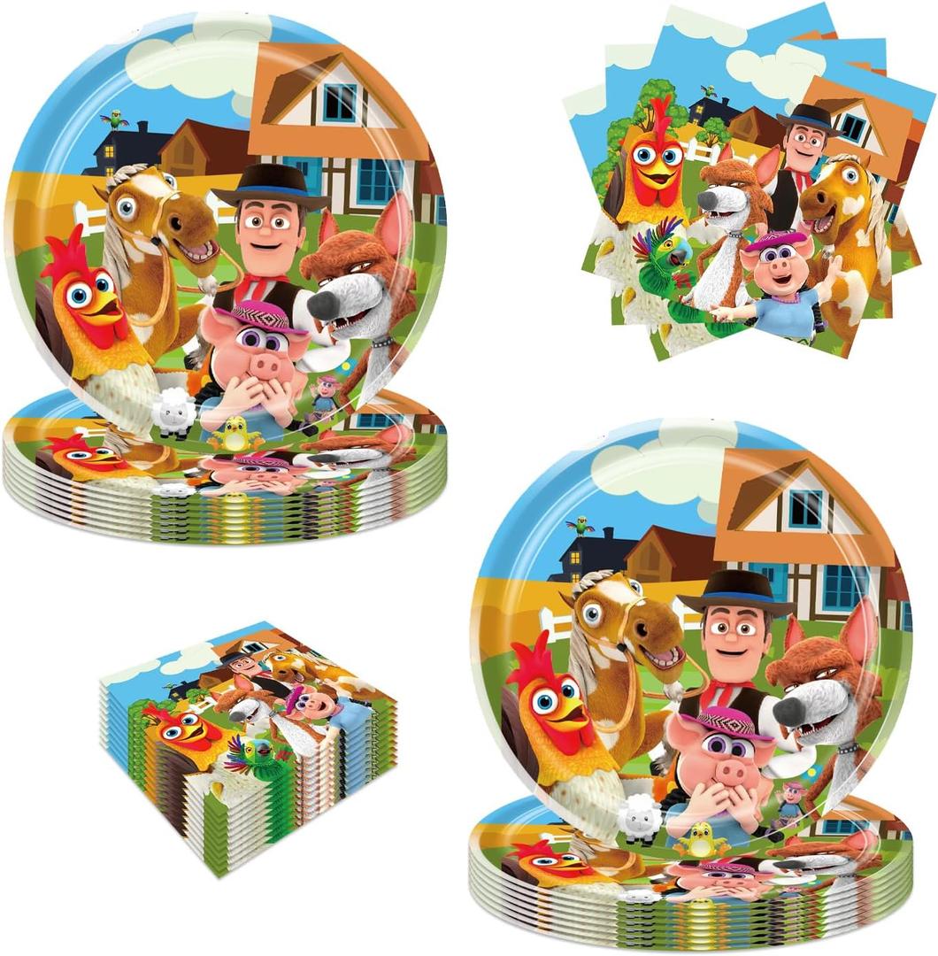 40Pack Lai Granja De Zenoon Party Supplies include 20 plates, 20 napkins for The De Zenoon birthday party decoration (Light)