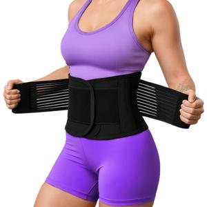 Waist Trainer for Women  Adjustable Waist Cincher & Ab Trimmer Belt with Hook-and-Loop Straps | Tummy Control Body Shaper with Double Compression for Core & Back Support Black (Black, M)