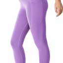 Womens Seamless Leggings 28" Inseam with Pockets Buttery Soft High Waisted Tummy Control Full Length Yoga Pants (Purple, M)
