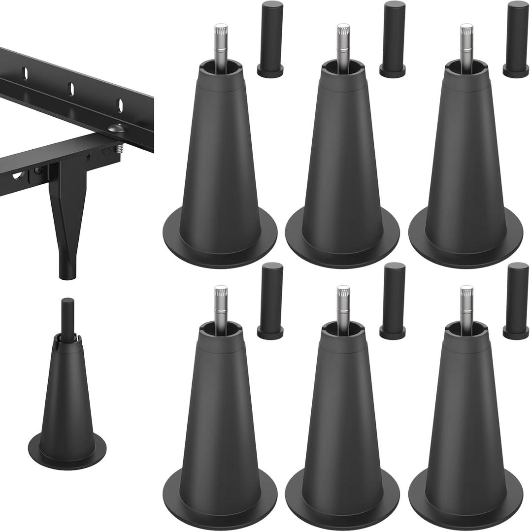 5 High Rise Bed Frame Risers, Bed Frame Feet with Socket Sleeve to Replace,Set of 6,Lift Bed Frame by 5" for Under Bed Storage