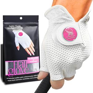 Caddy Classic Ladies Golf Glove Women | Half Finger Mesh Design for High Breathability | Premium Leather Uction for Comfortable Fit | Includes Stylish Ball Marker, Small